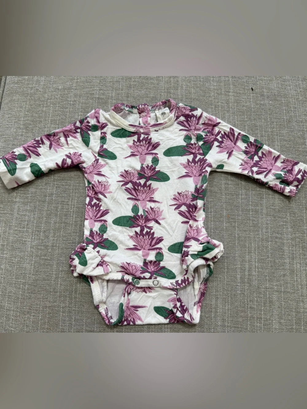 kate quinn Infant One-Piece with Purple Floral Accents